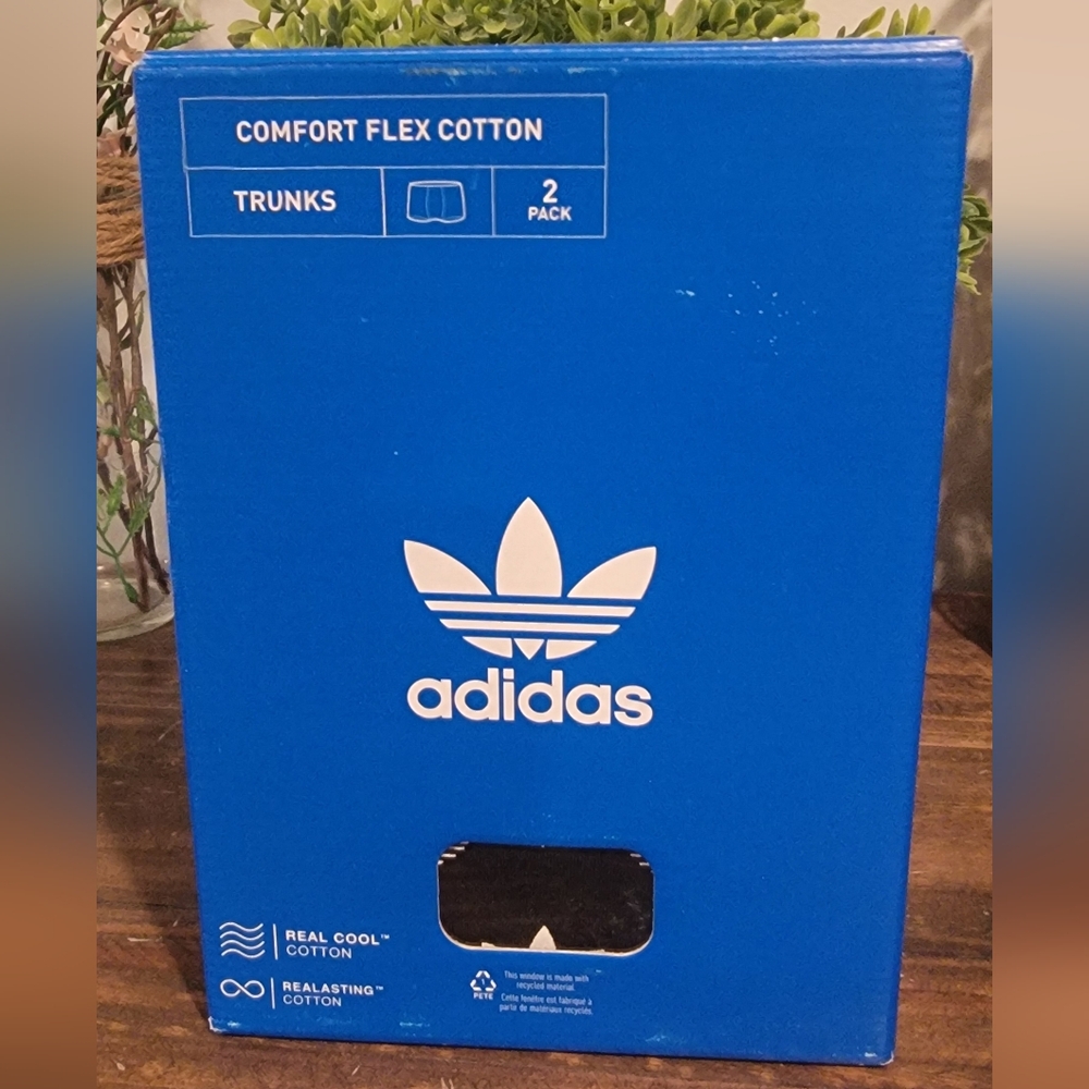 Adidas Mens Comfort Flex Cotton Trunks, Size Large, Black, NEW IN BOX
